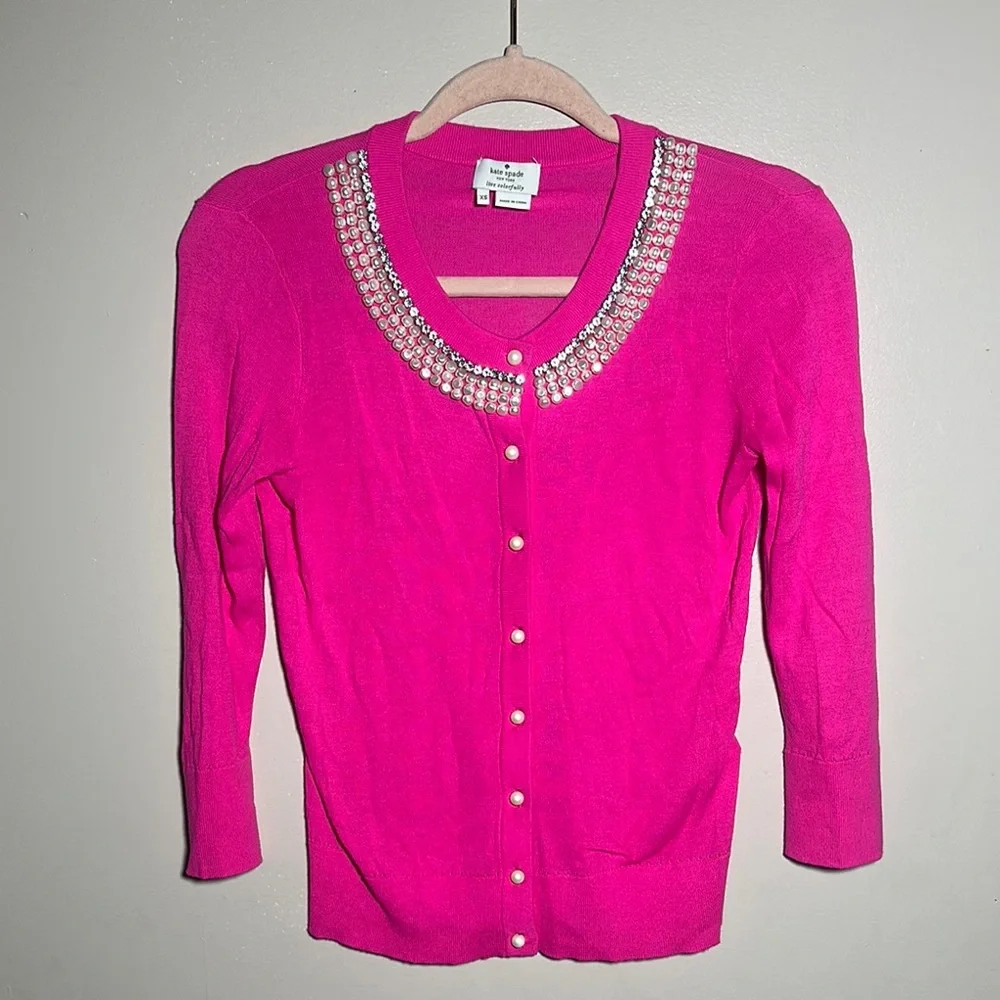 Kate Spade Tula Pearled Pink Cardigan | XS‎